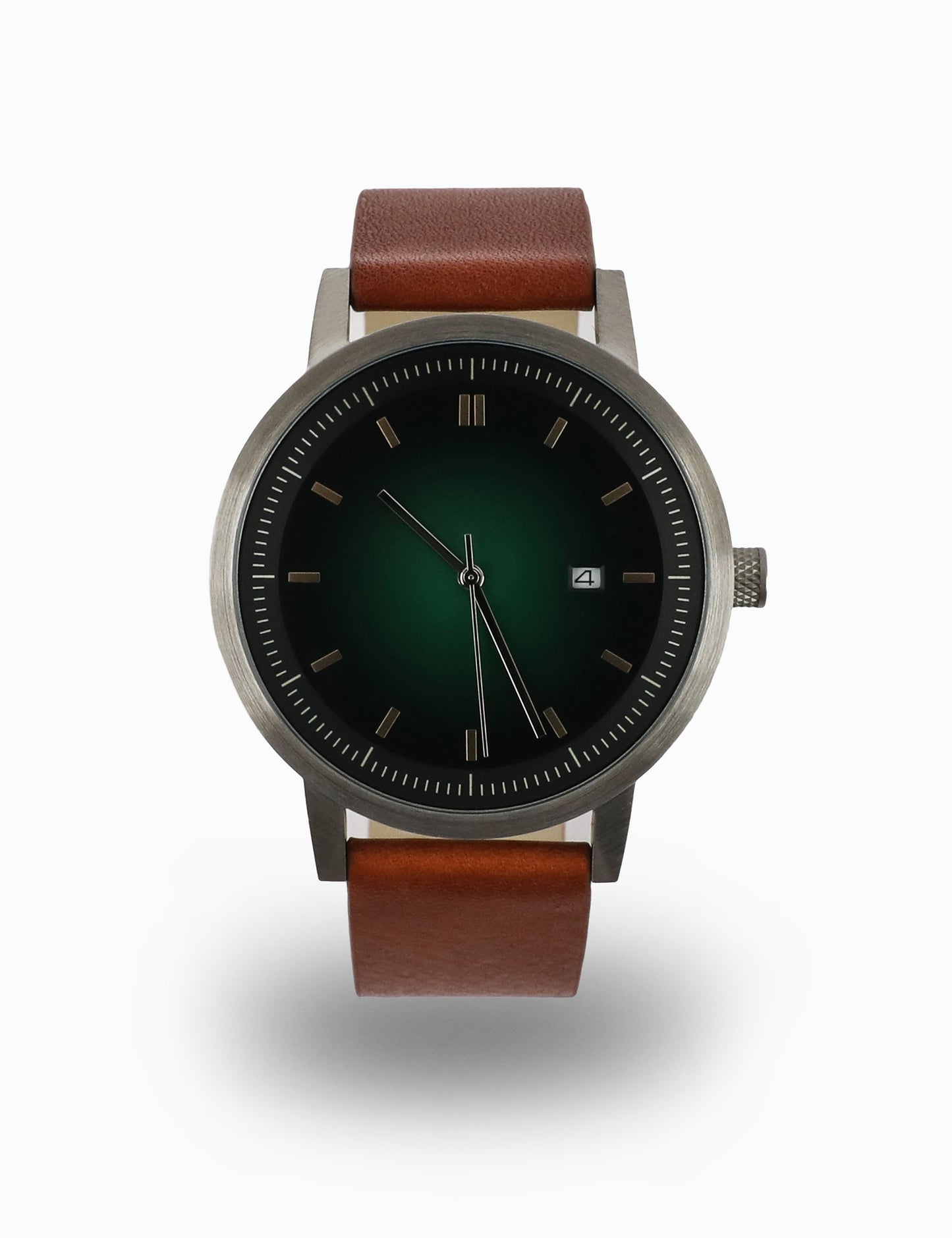 Earl Watch - Silver / Green Sunburst / Tan - 42mm