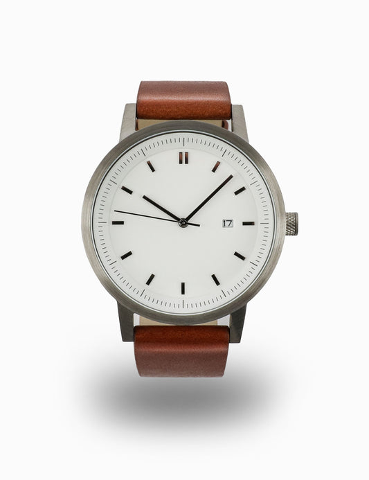 Earl Watch - Silver / White / Tan - 42mm