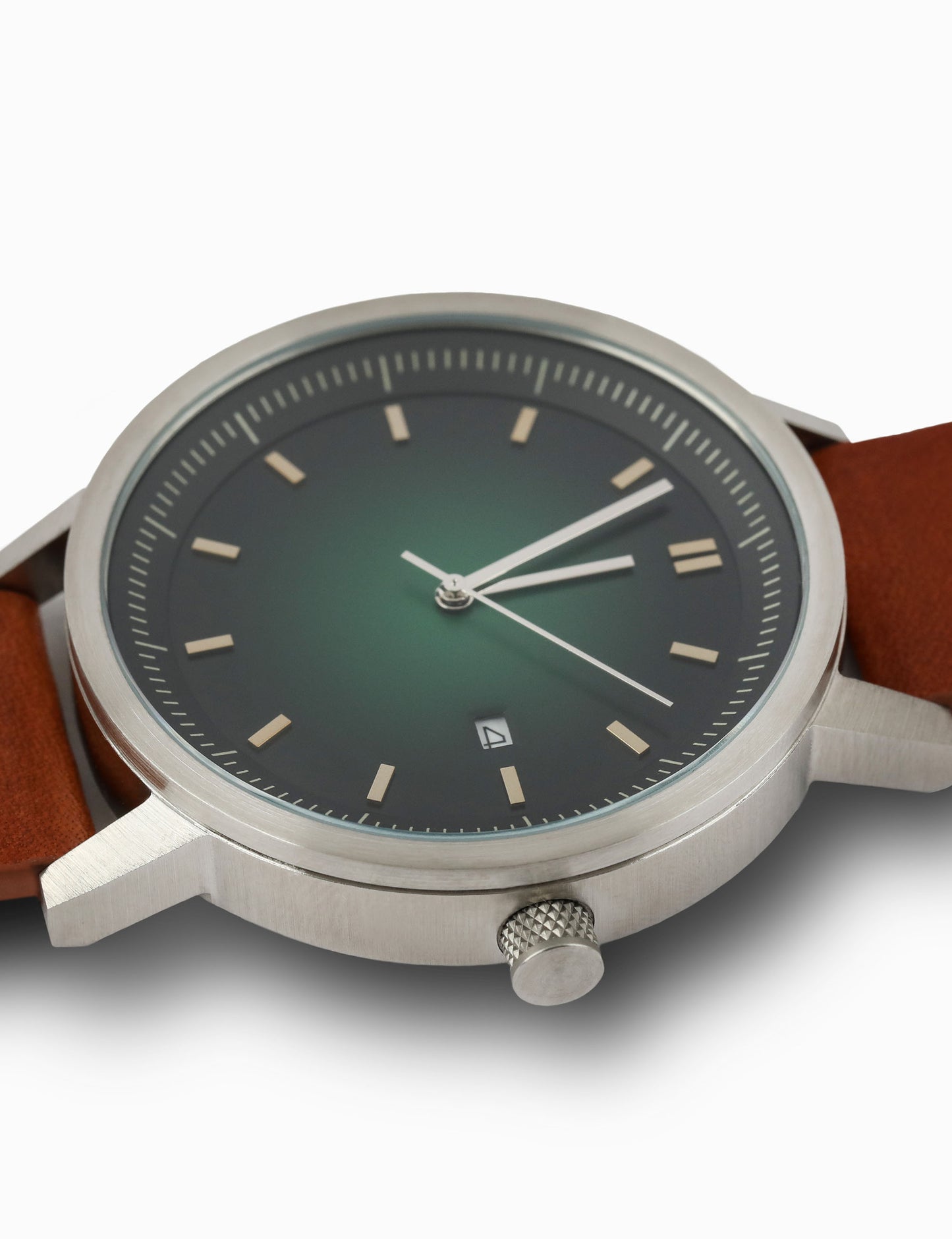 Earl Watch - Silver / Green Sunburst / Tan - 42mm